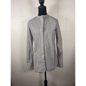 scanlan theodore size 4 button up blouse gray‎ white Top